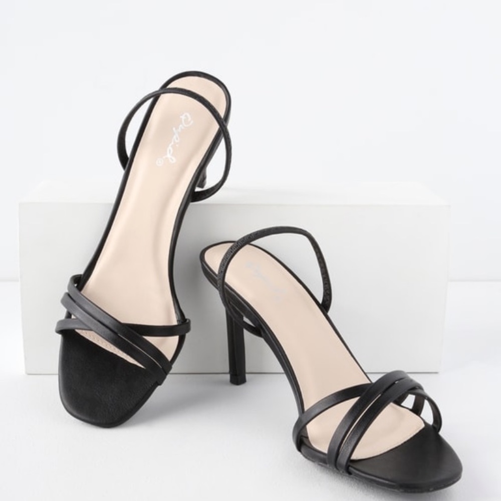Lulus Lindy Black Slingback Heels